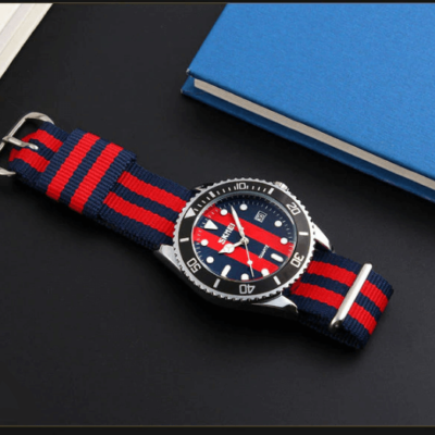 ceas de mana barbati curea nylon in dungi